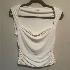 Abercrombie & Fitch White Draped Tank Top